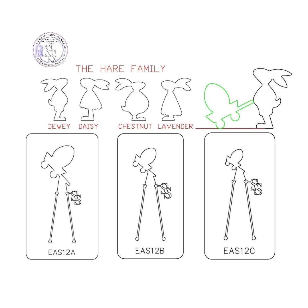 PANCAKE DIE EAS12 THE HARE FAMILY EGG CART